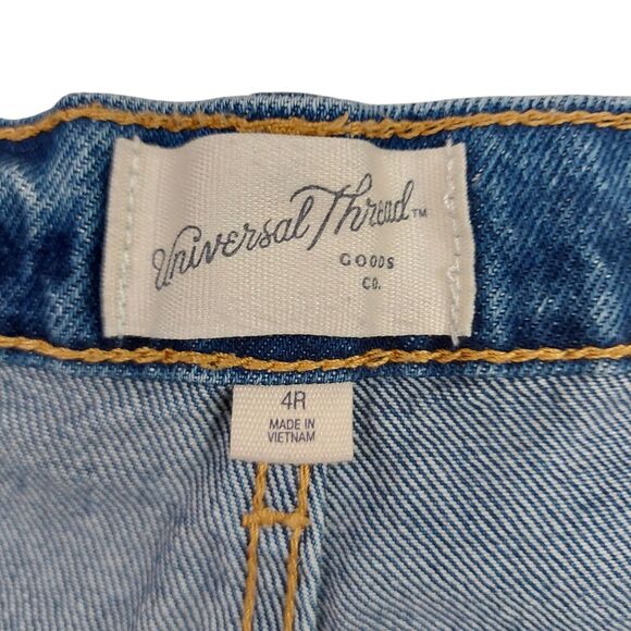 Universal Thread Jeans Womens 4R Blue Baggy Mid Rise Button Cuffed Hem 90s Retro - Picture 9 of 12